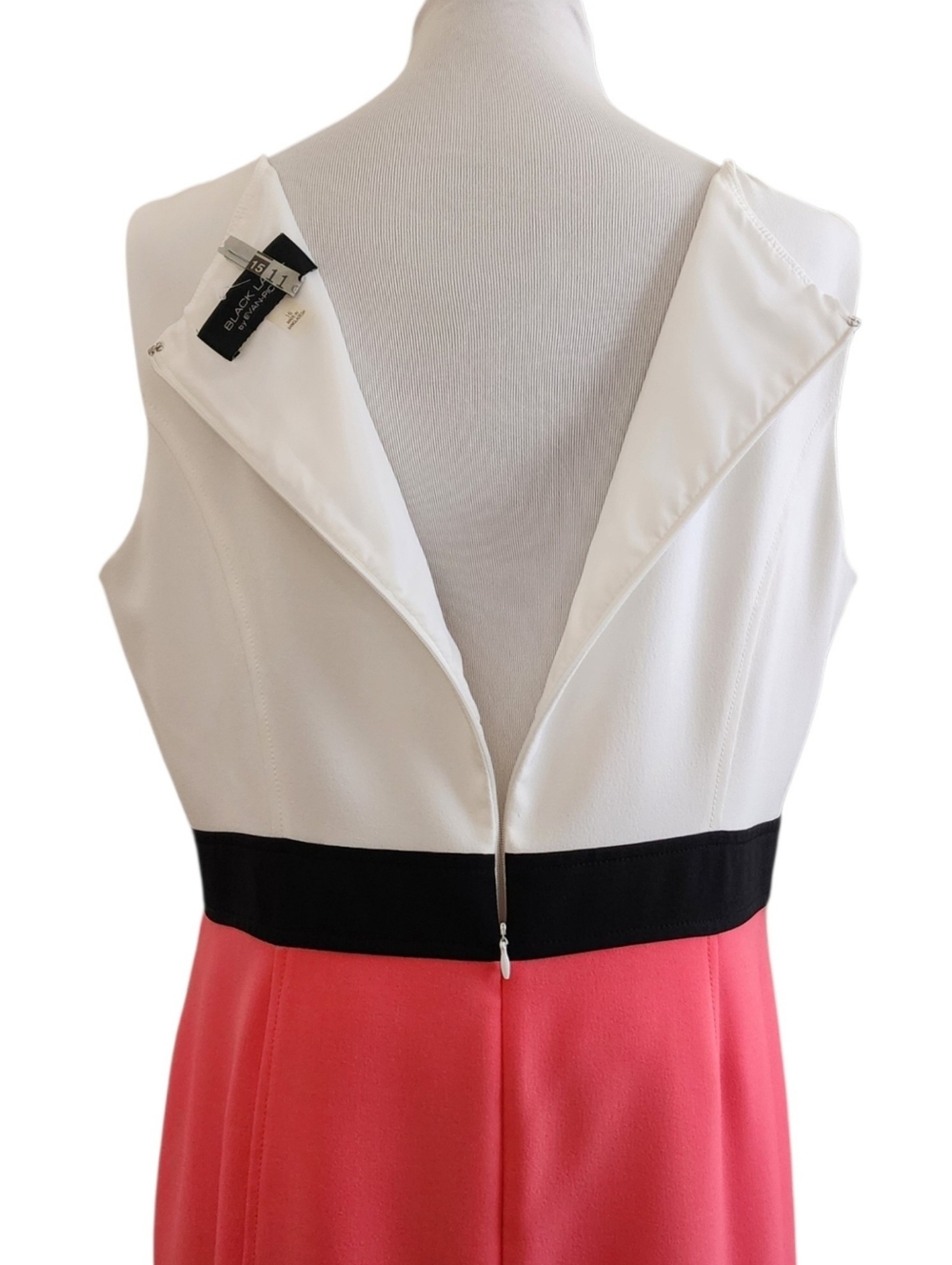 Evan Picone Black Label coral, cream & black colorblock midi dress size 16 - Picture 7 of 16